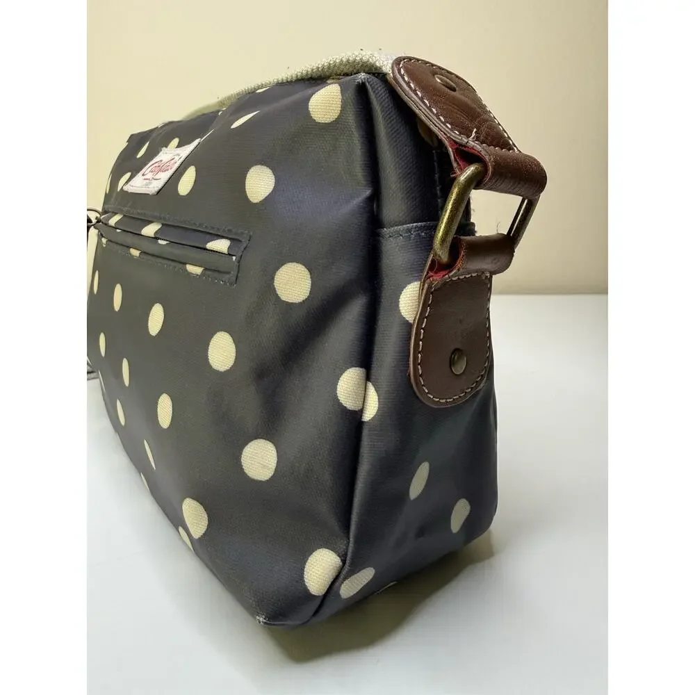 Cath Kidston Crossbody Blue Polka Dot Coated Cotton Zip Top Canvas Strap Bag